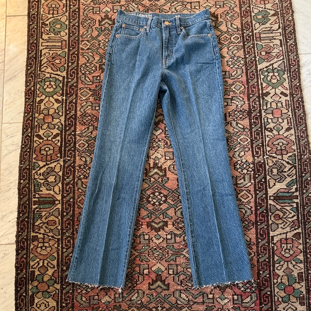 J.Crew Full Length Demi Boot Denim High Rise Jeans Frayed Hem NWT